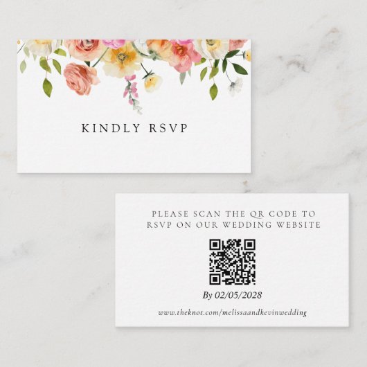 Garden Wedding RSVP QR Code Response Card エンクロージャーカード (正面/裏面)