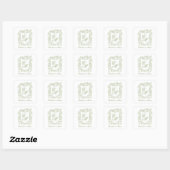Garden Wedding Sage Green Monogram Crest Sticker スクエアシール (シート)
