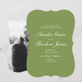 Garden Wedding Save the Date Die-Cut Green 招待状