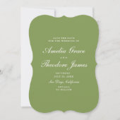 Garden Wedding Save the Date Die-Cut Green 招待状 (正面)