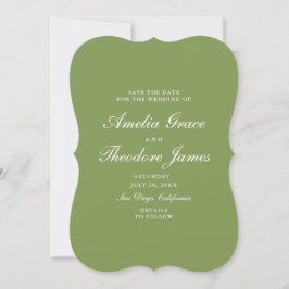 Garden Wedding Save the Date Die-Cut Green 招待状