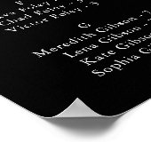 Garden wildflower Black Alphabetical Seating Chart ポスター (角)