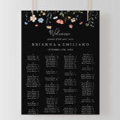 Garden wildflower Black Alphabetical Seating Chart ポスター