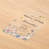Garden Wildflowers Bridal Shower Invitation アクリル招待状 (レイダウン)