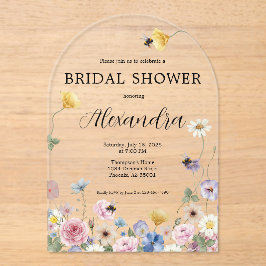 Garden Wildflowers Bridal Shower Invitation アクリル招待状