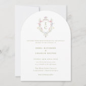 Garden Wildflowers Crest Spring Summer Wedding 招待状 (正面)