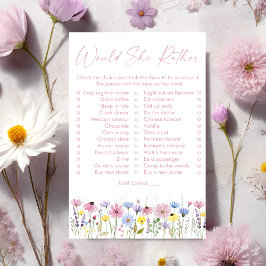 Garden Wildflowers Would She Rather Bridal Game
