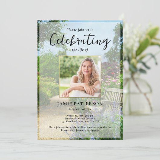 Gardener, Celebration of Life Custom Photo Funeral 招待状 (スタンド正面)