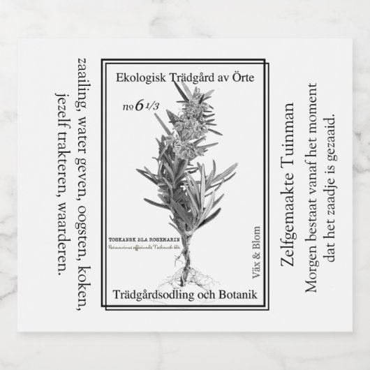 Gardener's herbal life label リキュールボトルラベル (シングルラベル)