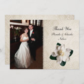 Gardeniaエレガント写真の結婚サンキューカード サンキューカード (正面/裏面)