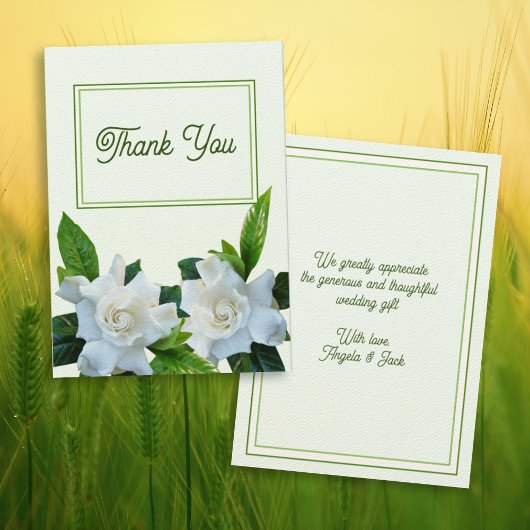 Gardenia Flowers Thank You Message Card 招待状