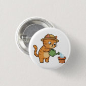 Gardening Cat Watering Plant Button 缶バッジ (正面&裏面)