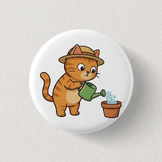 Gardening Cat Watering Plant Button 缶バッジ