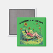Gardening Is My Therapy マグネット - 緑 (正面/裏面)