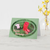 Gardening Red Boots Birthday or any occasion カード (黄色い花)