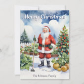Gardening Santa Merry Christmas Vegetable Garden シーズンカード (正面)