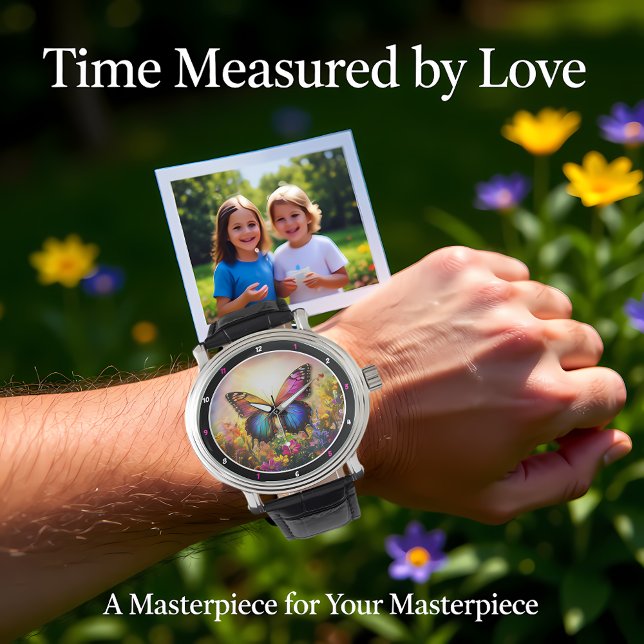 Garden's Embrace" - Vibrant Butterfly 腕時計 (クリエイターアップロード済み)