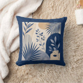 Gardens Syracuse Abstract Navy Leaf Cushion クッション (ブランケット)