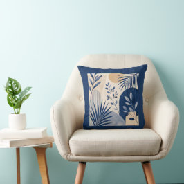 Gardens Syracuse Abstract Navy Leaf Cushion クッション