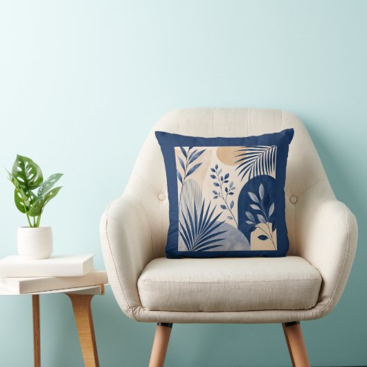 Gardens Syracuse Abstract Navy Leaf Cushion クッション (椅子)