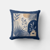 Gardens Syracuse Abstract Navy Leaf Cushion クッション (正面)
