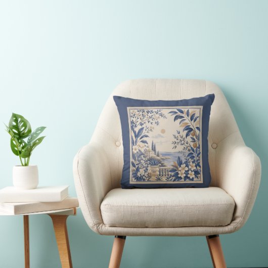 Gardens Syracuse Coastal Landscape Cushion クッション (椅子)