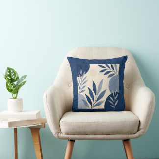 Gardens Syracuse Ivory Blue Foliage Cushion クッション