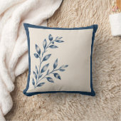 Gardens Syracuse Minimalist Blue Leaf Cushion クッション (ブランケット)
