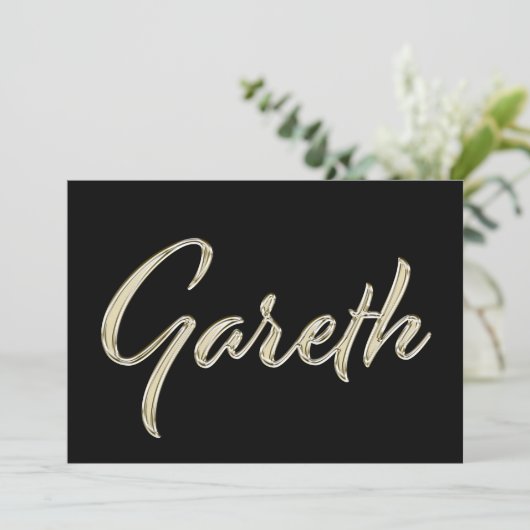 Gareth Name white gold Handwriting Karte カード (スタンド正面)