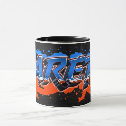 Gareth Vorname Name Graffiti blue orange Tasse マグカップ (中央)