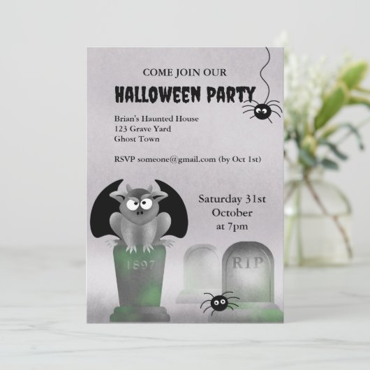 Gargoyle Halloween Party Invitation 招待状 (スタンド正面)