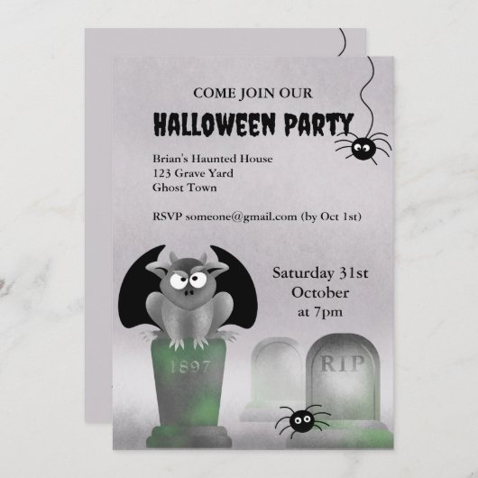 Gargoyle Halloween Party Invitation 招待状 (正面/裏面)
