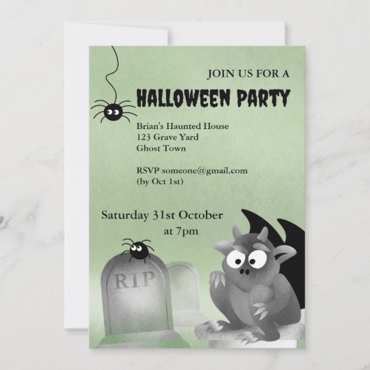 Gargoyle Halloween Party Invitation 招待状 (正面)