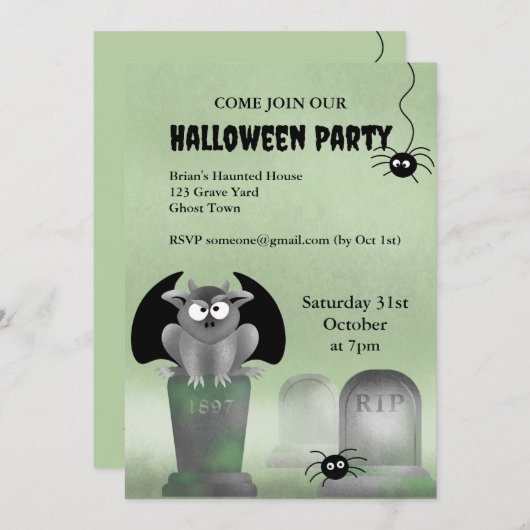 Gargoyle Halloween Party Invitation 招待状 (正面/裏面)