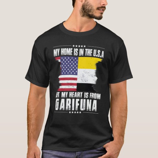 Garifuna American Patriot Grown Proud Home Heart U Tシャツ (正面)