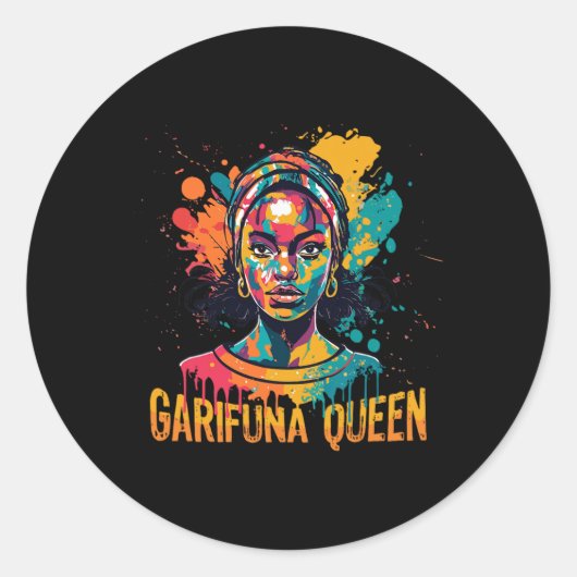 Garifuna Queen Design For Honduras Caribbean Afro ラウンドシール (正面)