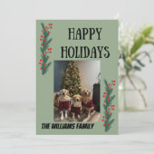 Garland and Berries Happy Holidays Card シーズンカード (スタンド正面)