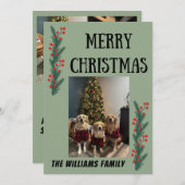 Garland and Berries Merry Christmas Card シーズンカード (正面/裏面)