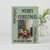 Garland and Berries Merry Christmas Card シーズンカード (スタンド正面)