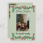 Garland and Bows Christmas Card 招待状 (正面/裏面)