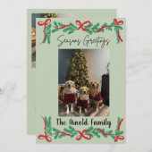 Garland and Bows Seasons Greetings Card 招待状 (正面/裏面)