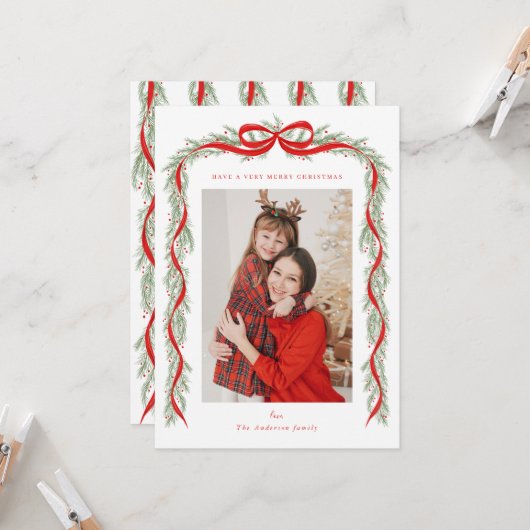 Garland with a bow カード (正面/裏面インサイチュ)