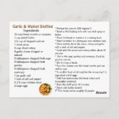 Garlic and Walnut Stuffing Recipe Card ポストカード (裏面)