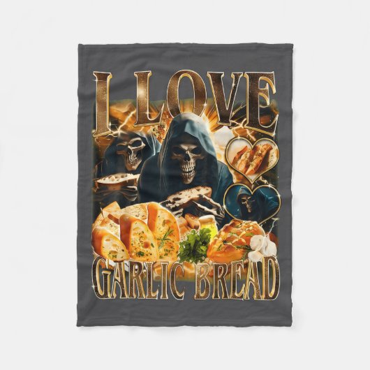 Garlic Bread Food Lover Funny Skeleton Meme Humor  フリースブランケット (正面)