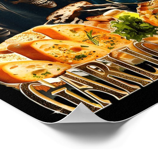Garlic Bread Food Lover Funny Skeleton Meme Humor  ポスター (角)