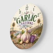 Garlic Festival California Farm Market Culinary ラージ壁時計 (傾斜)