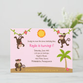 Garls Monkeying のまわりに 7x5招待状 招待状 (スタンド正面)