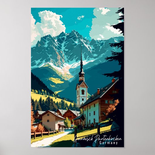 Garmisch Partenkirchenドイツのヴィンテージ旅行 ポスター (正面)