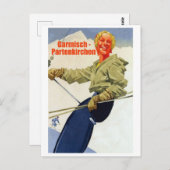 Garmisch - Partenkirchen, Girl on a Ski Lift ポストカード (正面/裏面)