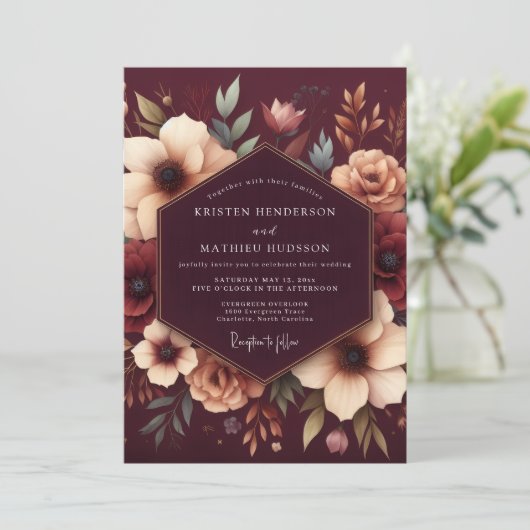 Garnet Anemone Wedding 招待状 (スタンド正面)